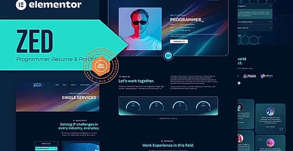 Zed - Programmer Resume & Portfolio Elementor Template Kit