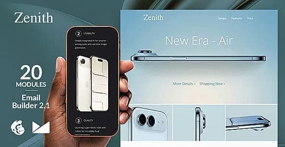 Zenith Responsive Email Template + Online Emailbuilder 2.1