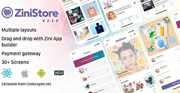ZiniStore - Full React Native Service App for Woocommerce