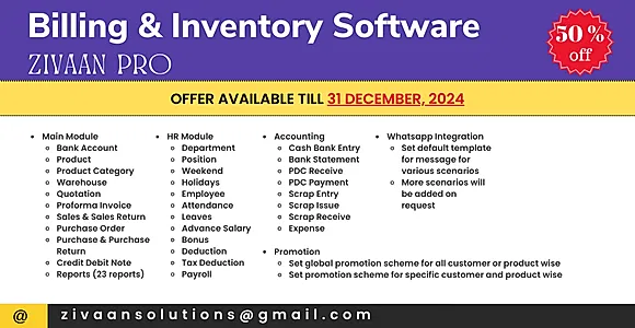 Zivaan PRO - Accounting | Inventory  (GST Compliance with GSTR1 & GSTR2 Integrated)