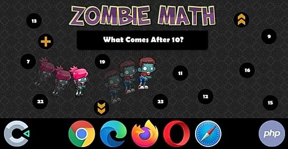 Zombie Math - HTML5 Game with Backend (Construct 3 | Construct 2 | c3p | capx | php)