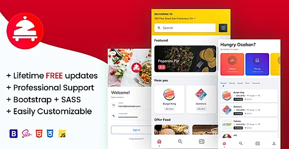 Zomoto - Food Order Directory, Restaurants, Fast Food, Bars Mobile Template