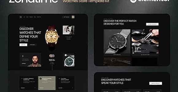 Zonatime - Dark Theme Watch Store Elementor Template Kit