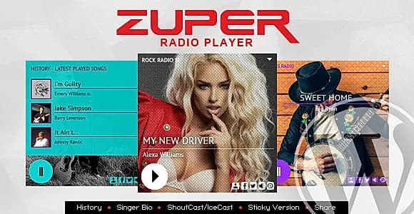 Zuper - Shoutcast and Icecast Radio Player With History - WordPress Plugin