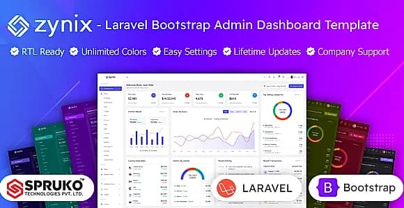 Zynix - Bootstrap Laravel Admin Panel Template