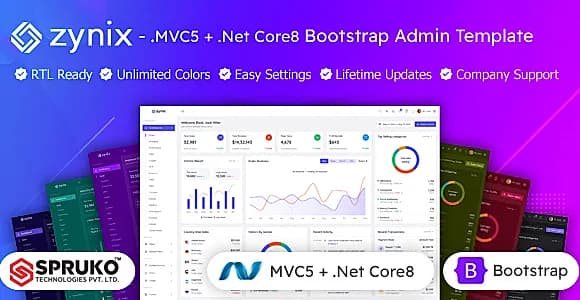 Zynix - MVC Dotnet Core Bootstrap Web Admin Panel Template
